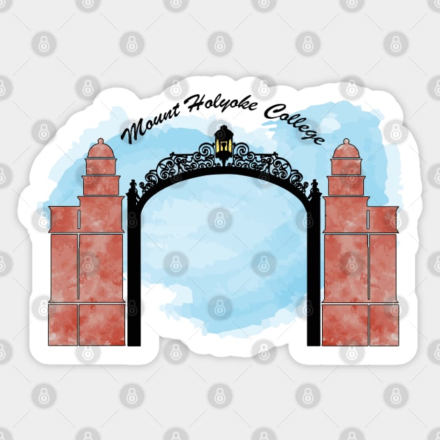 Watercolor Mount Holyoke Gates Sticker by maya-reinstein